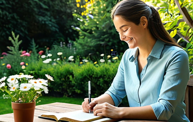 **Image Prompt 1: Gratitude Journaling**

"A fully clothed woman in comfortable, modest clothing sitting at a wooden table in a sunlit garden, writing in a journal.  She's smiling gently.  Background includes flowers and greenery.  Safe for work. Appropriate content. Perfect anatomy, natural pose, well-formed hands, proper finger count. Professional, family-friendly, high-quality photograph, realistic, bright and airy."