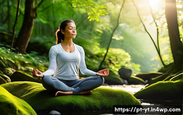 역경 극복을 위한 실용적인 명상법 - **A Diverse Person Meditating in Serene Nature**
"A person in their mid-30s, of ambiguous gender...