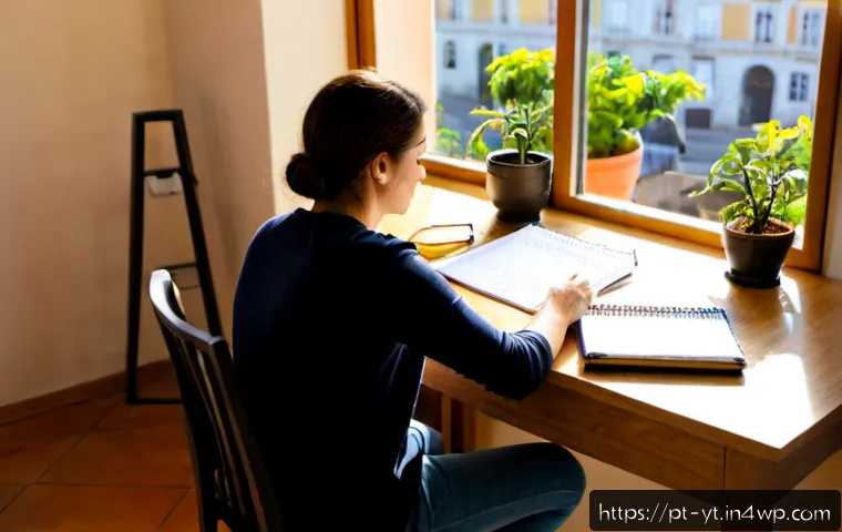 Home 30 자기 성장 촉진을 위한 실체적 노력 - Photorealistic morning scene in a bright Lisbon apartment, a focused Portuguese-speaking adult seate...