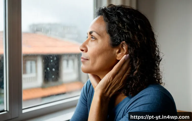 Home 30 마음챙김과 역경 극복의 관계 - Photorealistic Brazilian woman in her 40s practicing mindful breathing beside a calm window during a...