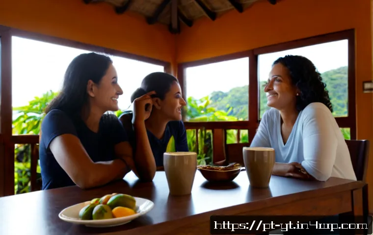 Home 17 응원의 힘 주위의 지원 활용하기 - Photorealistic uplifting scene in a bright Brazilian home, a middle-aged woman seated at a dining ta...